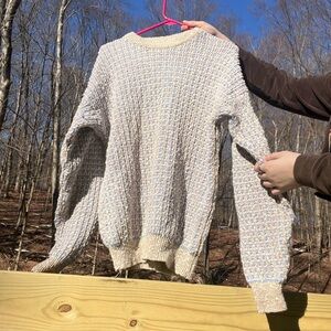 Izod Cream and Blue Textured Sweater